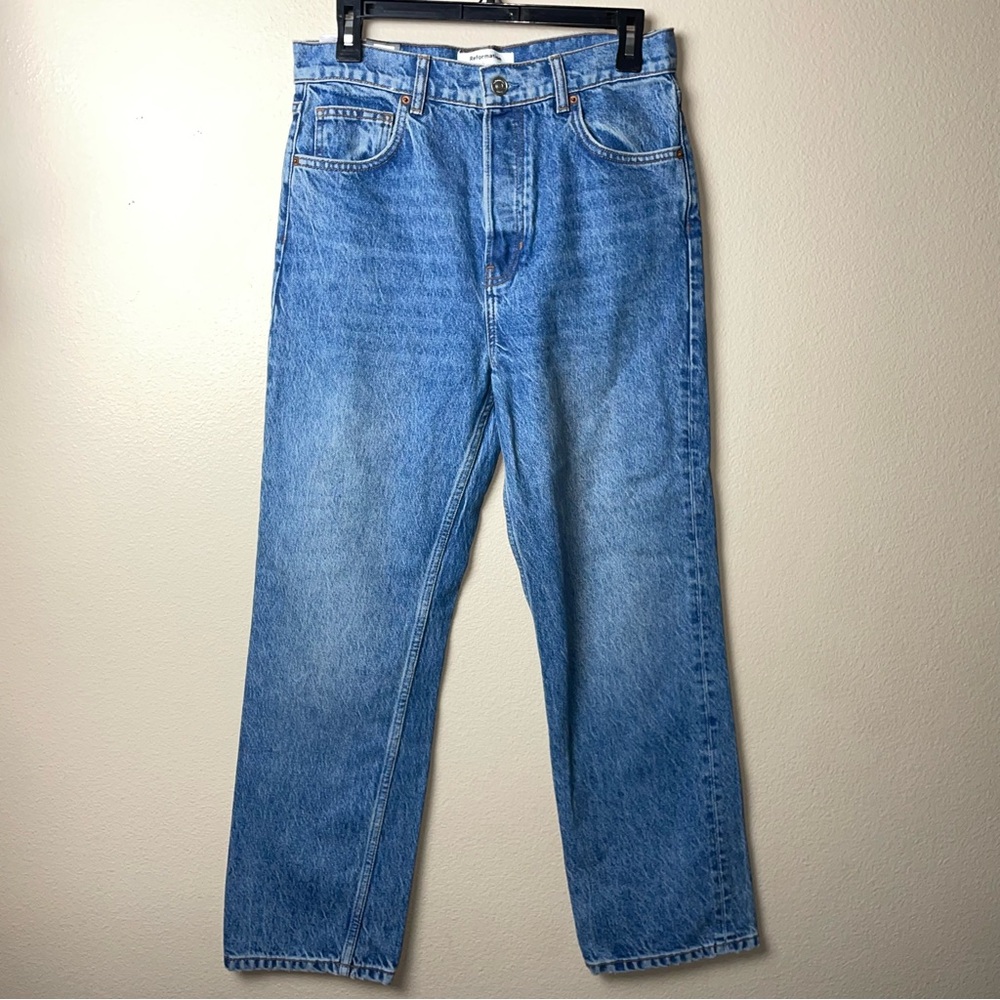 Reformation Jeans Womens 29 Cynthia High Rise Straight Cropped Denim Button Fly